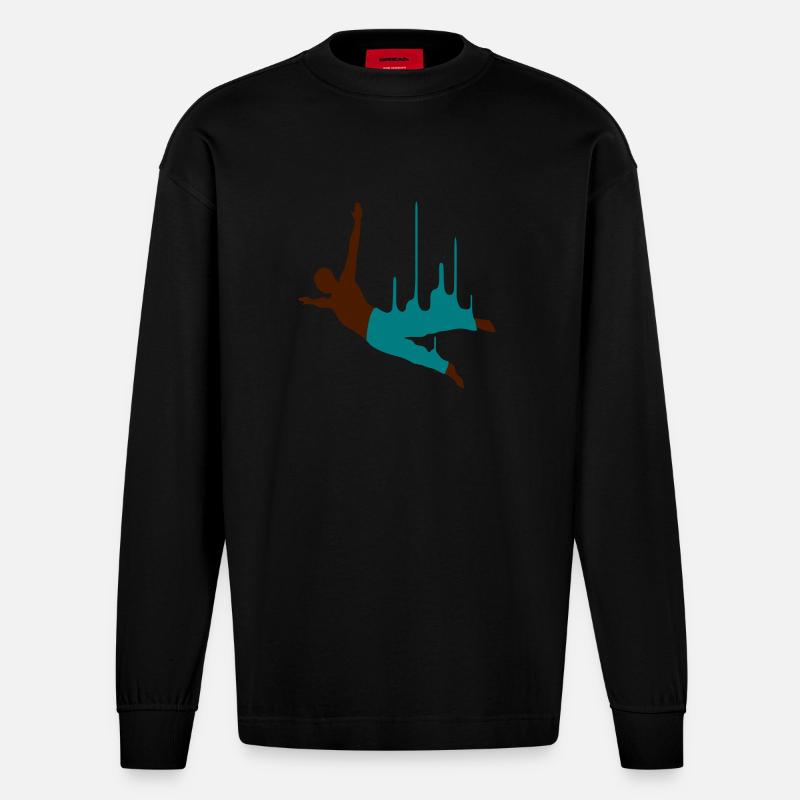 basejumper_2f - Heavyweight Oversized Organic Langarmshirt Made in EU - SOLID BLACK