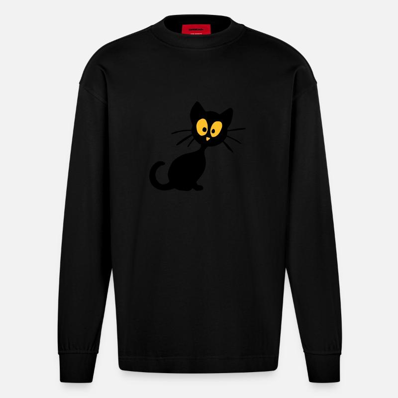 Kätzchen - Heavyweight Oversized Organic Langarmshirt Made in EU - SOLID BLACK