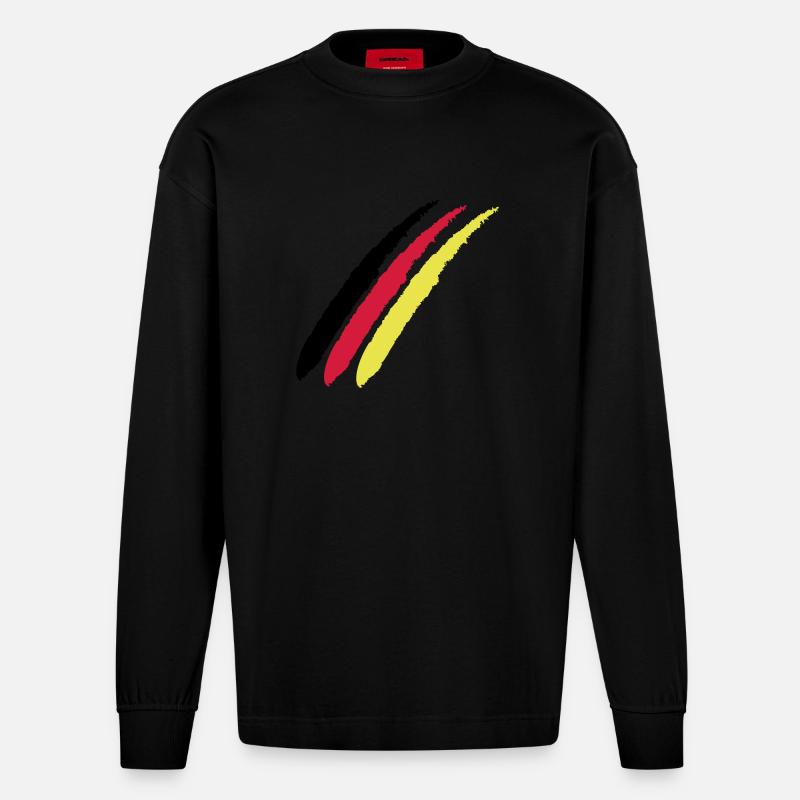 Germany German Fan Gift - Heavyweight Oversized Organic Longsleeve Shirt Made in EU - SOLID BLACK