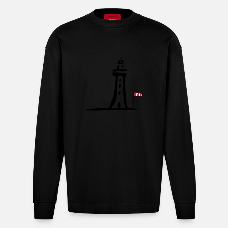 leuchtturm - Heavyweight Oversized Organic Langarmshirt Made in EU - SOLID BLACK
