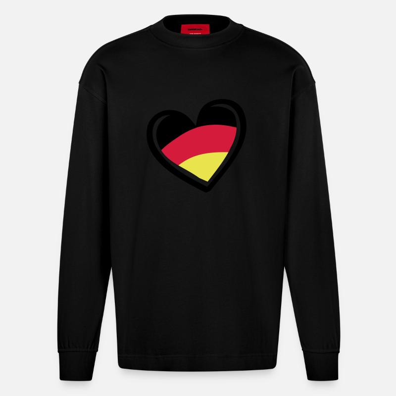 herz deutschland - Heavyweight Oversized Organic Langarmshirt Made in EU - SOLID BLACK