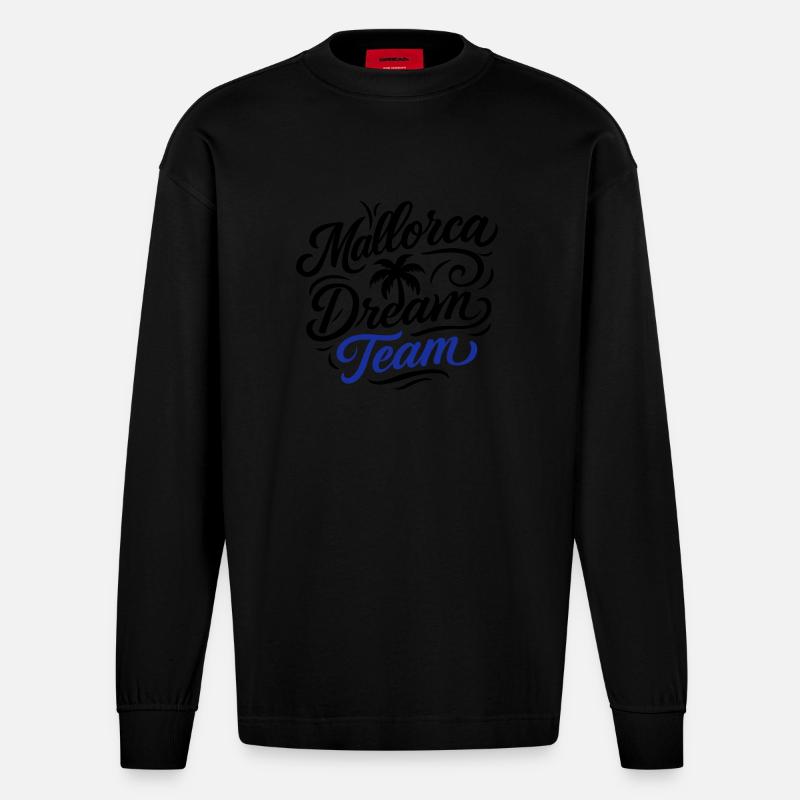 Mallorca Dream Team - Heavyweight Oversized Organic Langarmshirt Made in EU - SOLID BLACK