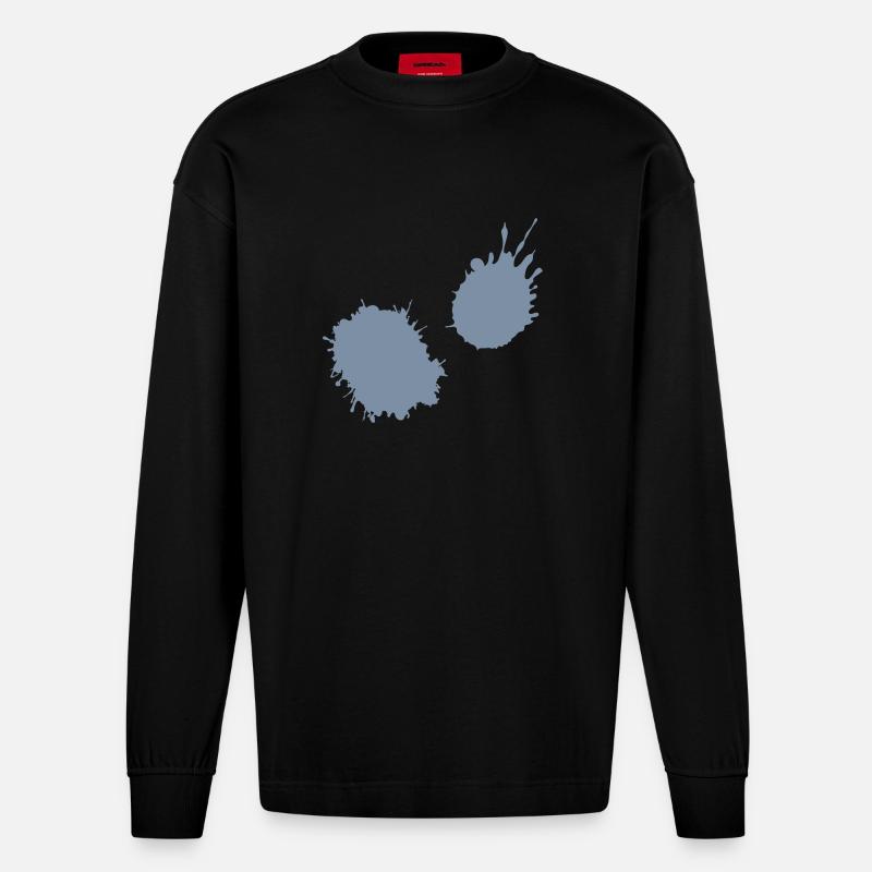 splatter farbklecks - Heavyweight Oversized Organic Langarmshirt Made in EU - SOLID BLACK