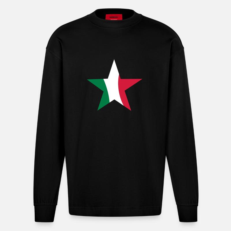etoile italien - Manches longues bio épais oversize fabriqué en UE - SOLID BLACK