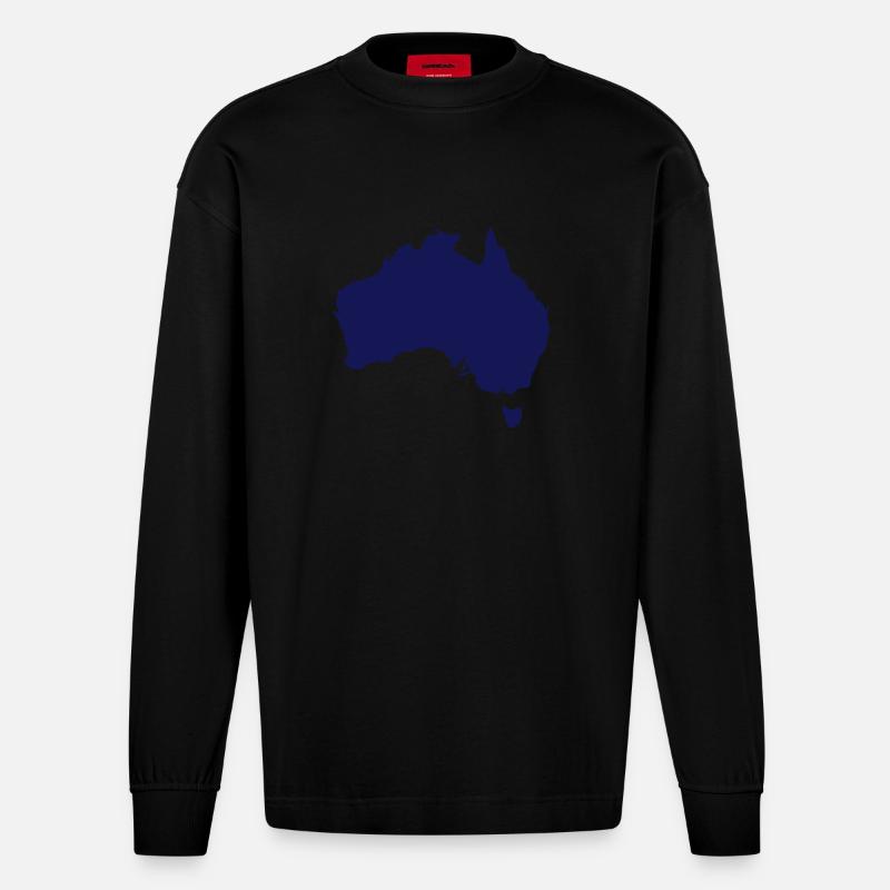 Australien - Heavyweight Oversized Organic Langarmshirt Made in EU - SOLID BLACK