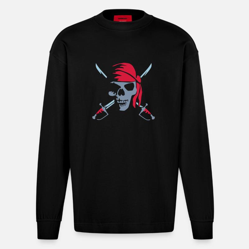pirate_saber_022011_b_3c - Heavyweight Oversized Organic Langarmshirt Made in EU - SOLID BLACK