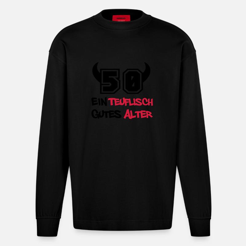teuflische_50 - Heavyweight Oversized Organic Langarmshirt Made in EU - SOLID BLACK