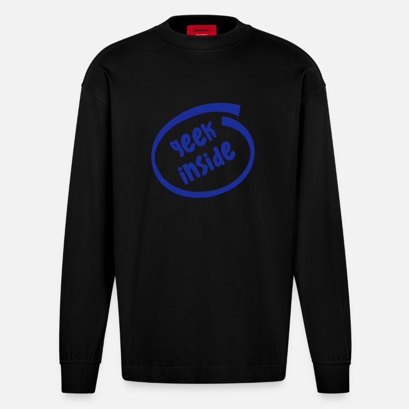 geek inside - Heavyweight Oversized Organic Langarmshirt Made in EU - SOLID BLACK