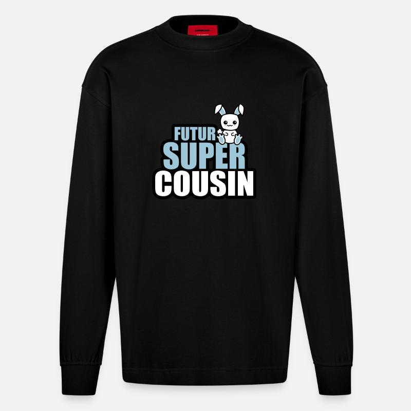 futur super cousin - Manches longues bio épais oversize fabriqué en UE - SOLID BLACK