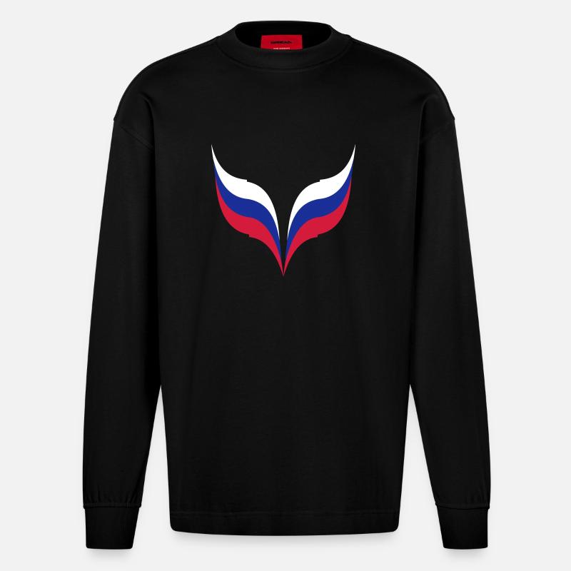триколоре Россия - Heavyweight Oversized Organic Langarmshirt Made in EU - SOLID BLACK