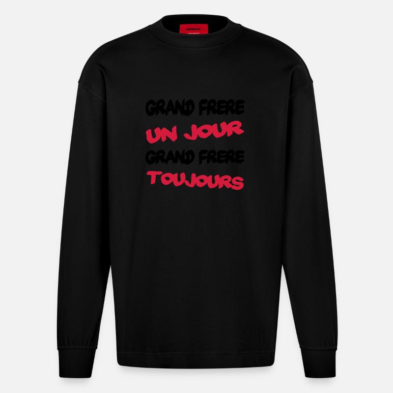 GROßER BRUDER - Heavyweight Oversized Organic Langarmshirt Made in EU - SOLID BLACK