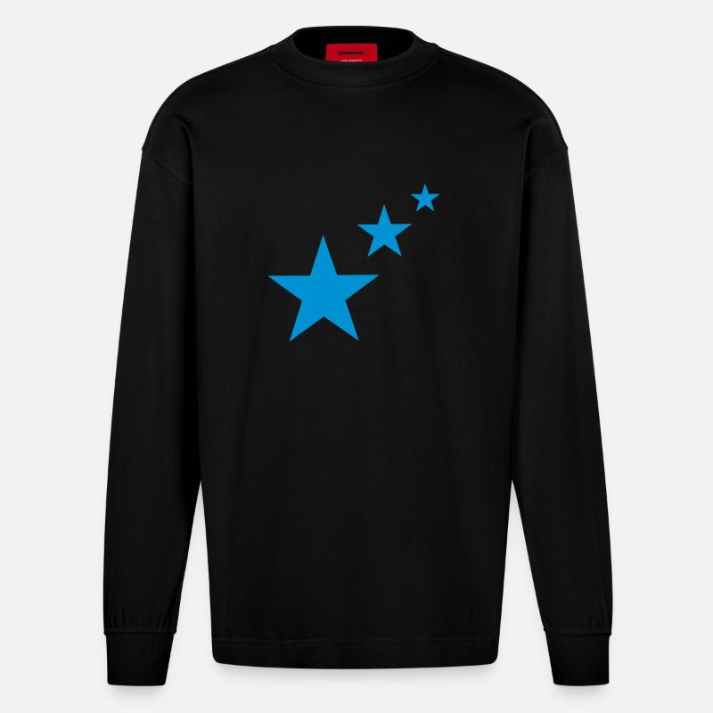 Sterne - Heavyweight Oversized Organic Langarmshirt Made in EU - SOLID BLACK