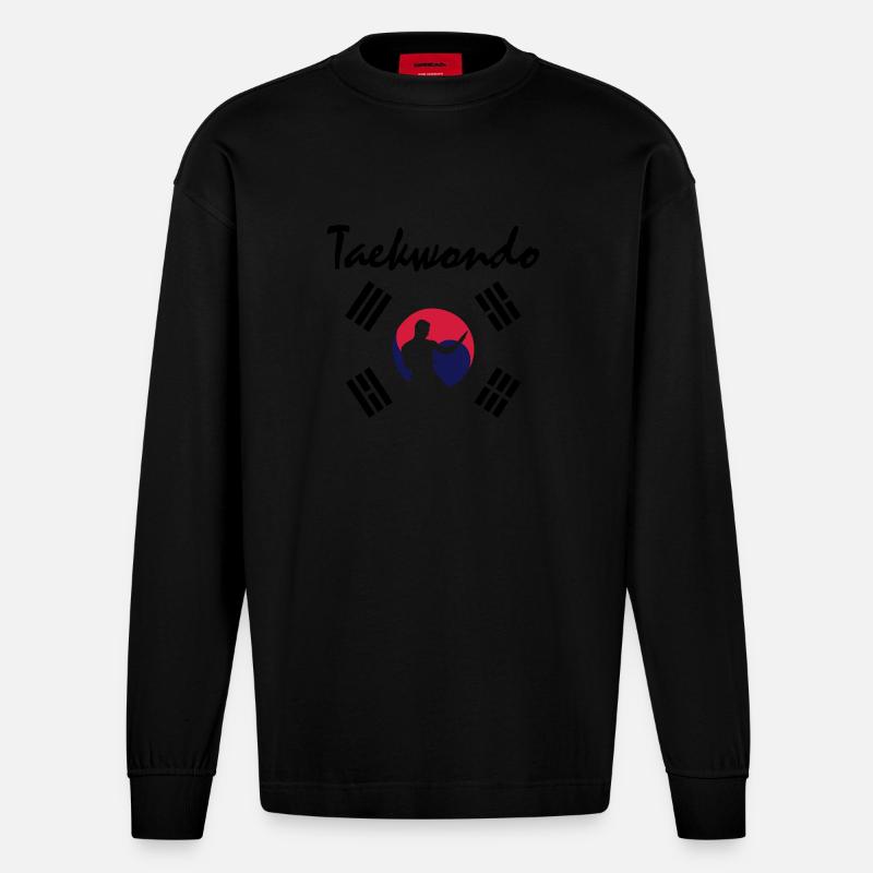 Taekwondo - Heavyweight Oversized Organic Langarmshirt Made in EU - SOLID BLACK