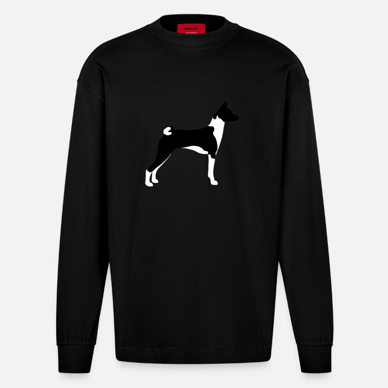 Basenji - Manches longues bio épais oversize fabriqué en UE - SOLID BLACK