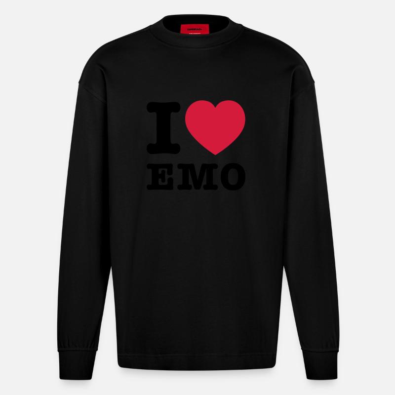 J'aime Emo 2 - Manches longues bio épais oversize fabriqué en UE - SOLID BLACK