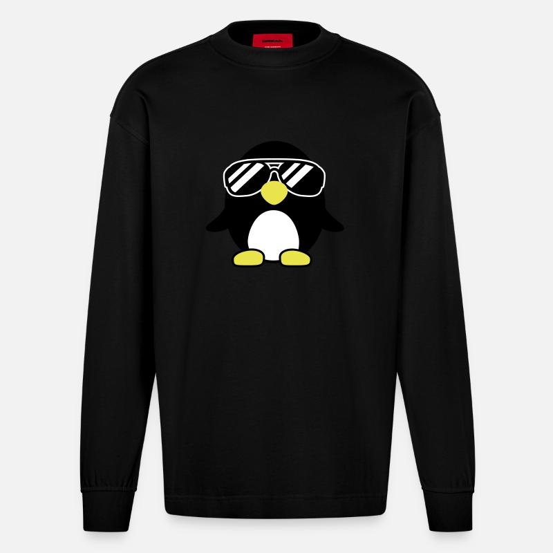 penguin_sonnenbrille__f3 - Heavyweight Oversized Organic Langarmshirt Made in EU - SOLID BLACK