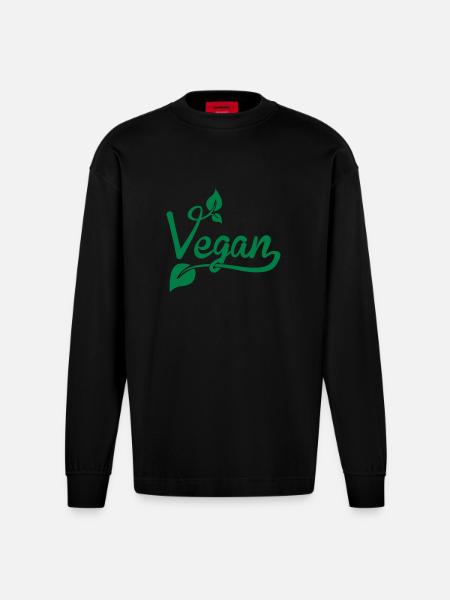 vegan - Manches longues bio épais oversize fabriqué en UE - SOLID BLACK
