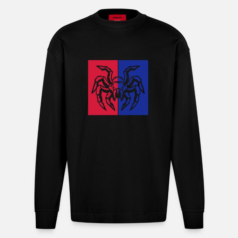 spinne spider - Heavyweight Oversized Organic Langarmshirt Made in EU - SOLID BLACK
