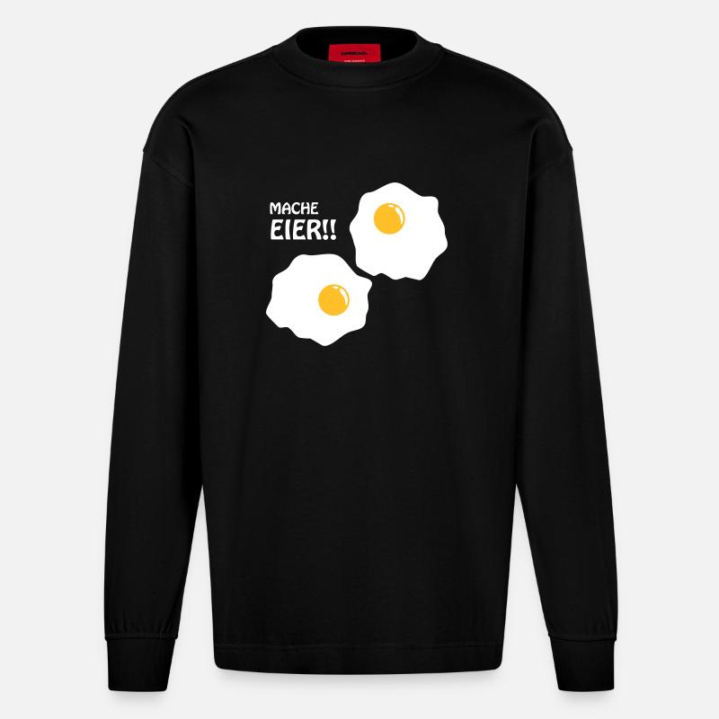 Mache Eier - Heavyweight Oversized Organic Langarmshirt Made in EU - SOLID BLACK