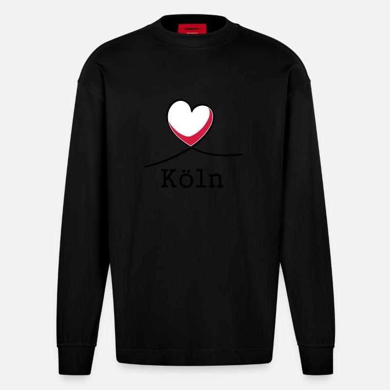 Ich liebe Köln! - Heavyweight Oversized Organic Langarmshirt Made in EU - SOLID BLACK