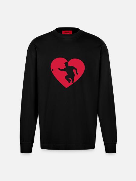 i love love petanque boule3 - Heavyweight Oversized Organic Longsleeve Shirt Made in EU - SOLID BLACK
