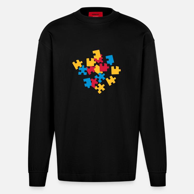 Puzzle - Heavyweight Oversized Organic Langarmshirt Made in EU - SOLID BLACK