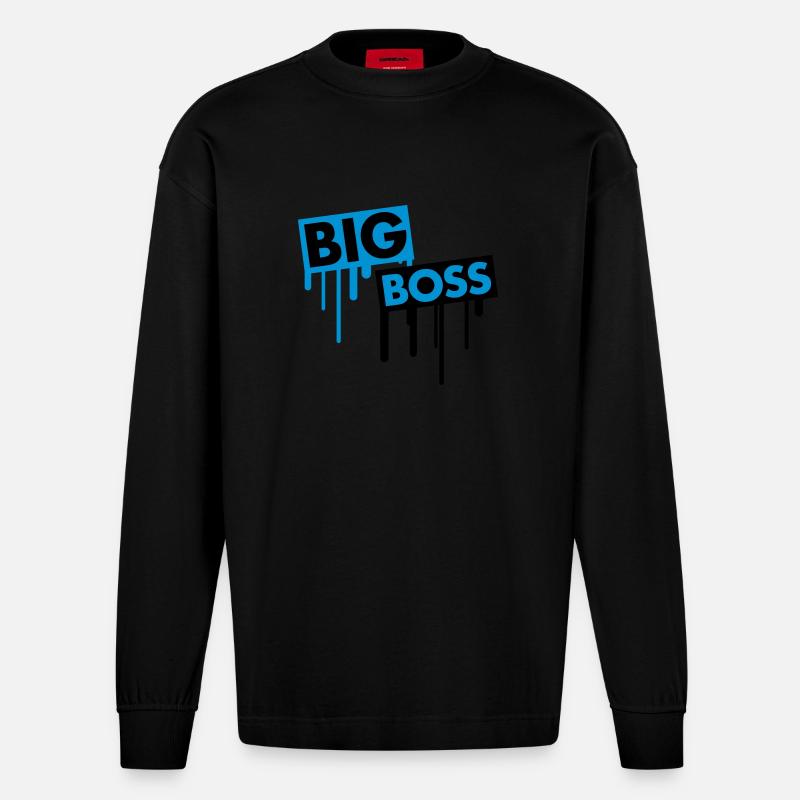 big_boss_graffiti - Manches longues bio épais oversize fabriqué en UE - SOLID BLACK