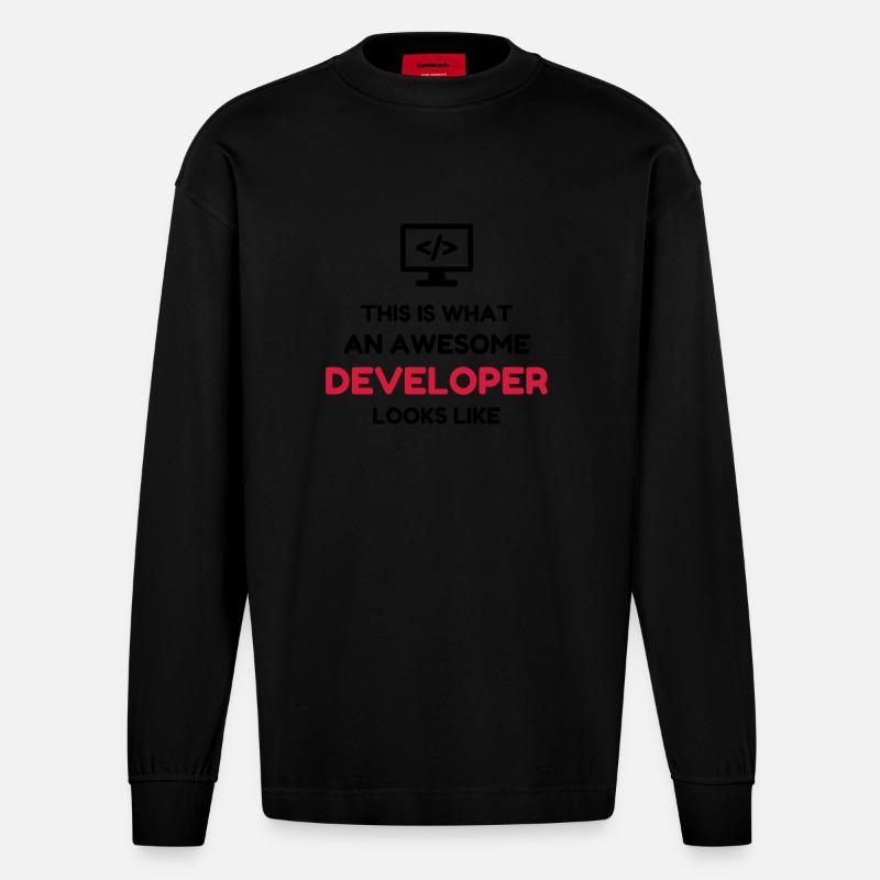 Entwickler / Informatiker / Programmierer / - Heavyweight Oversized Organic Langarmshirt Made in EU - SOLID BLACK