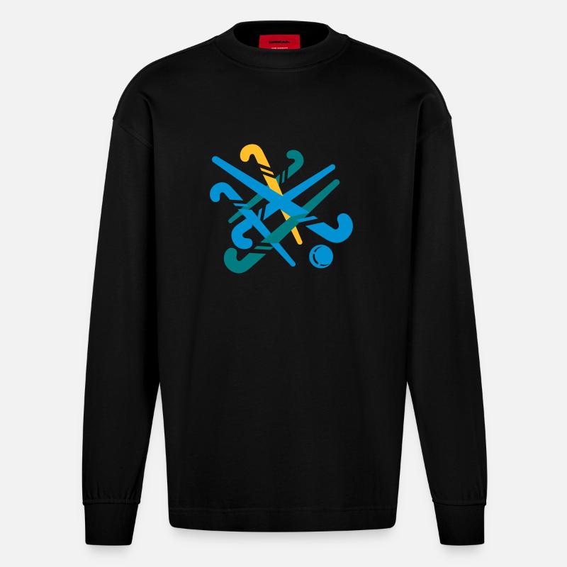 Hockeyschläger - Heavyweight Oversized Organic Langarmshirt Made in EU - SOLID BLACK