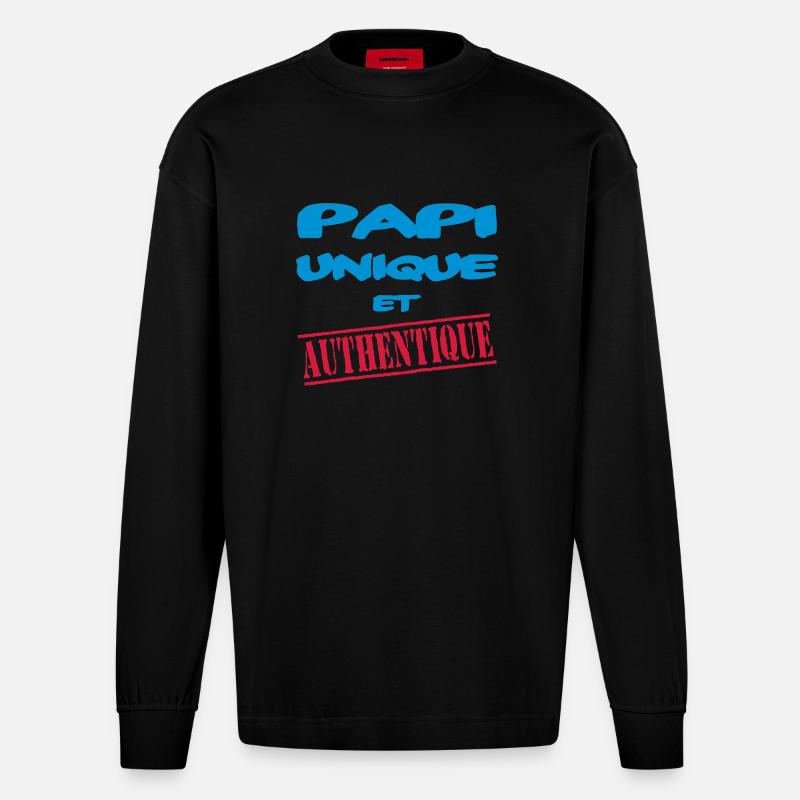 PAPI UNIQUE ET AUTHENTIQUE - Manches longues bio épais oversize fabriqué en UE - SOLID BLACK