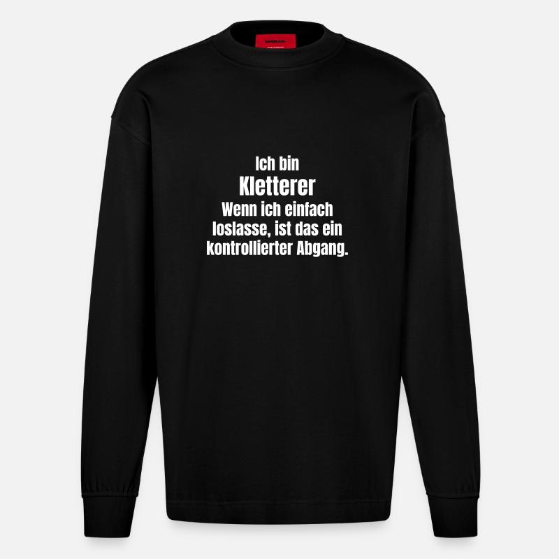 Climber makes exit - Heavyweight Oversized Organic Longsleeve Shirt Made in EU - SOLID BLACK