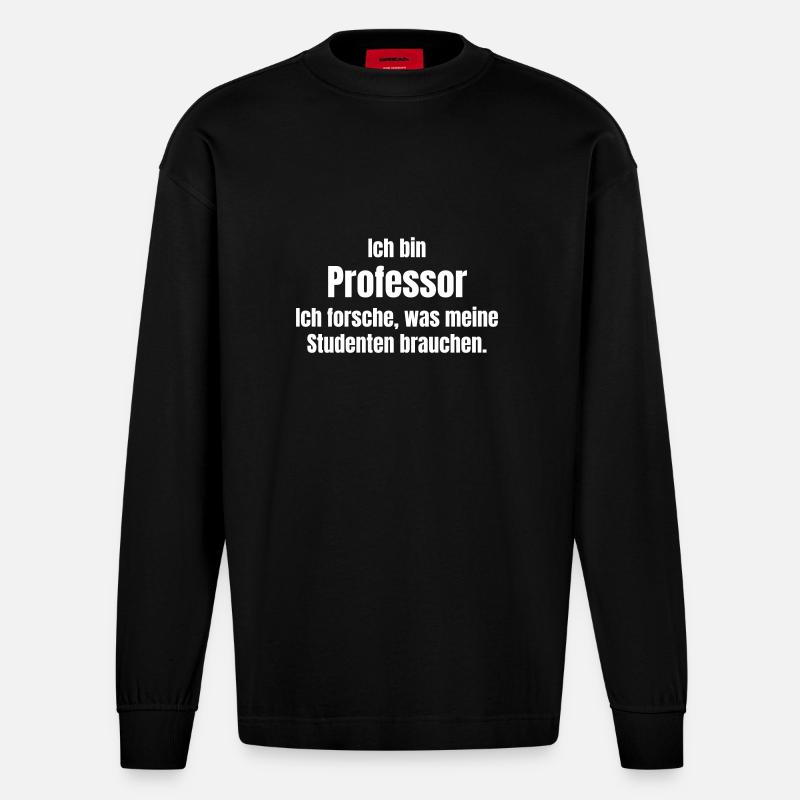 Professor - Heavyweight Oversized Organic Langarmshirt Made in EU - SOLID BLACK