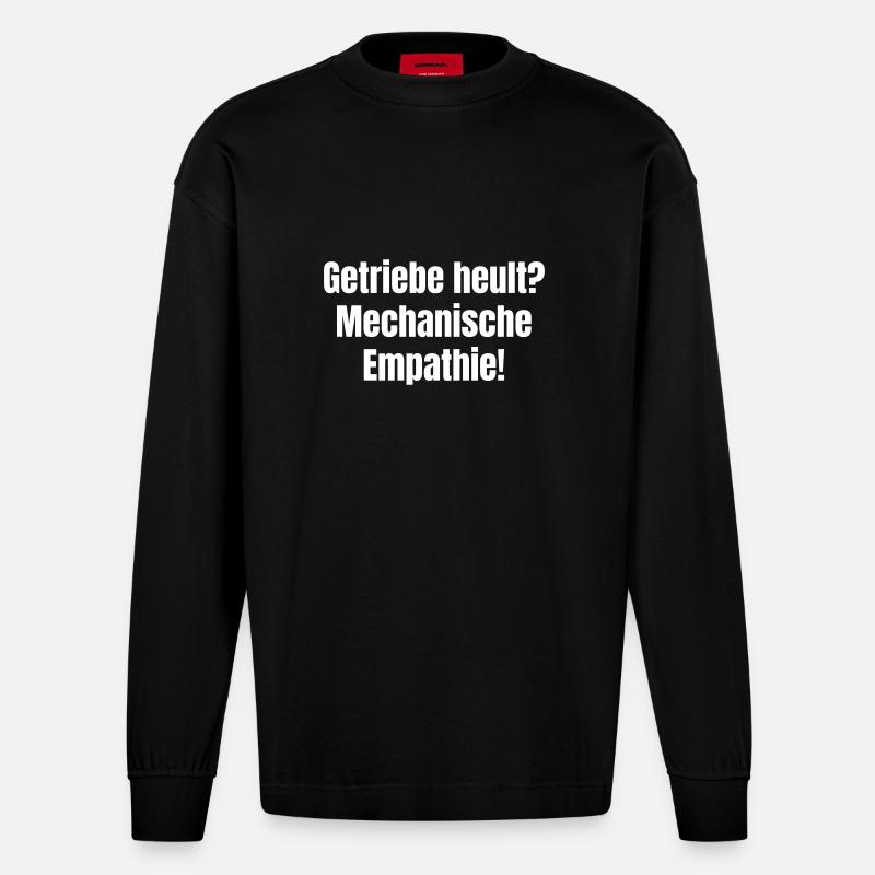 Gearbox howling? Mechanical empathy! - Heavyweight Oversized Organic Longsleeve Shirt Made in EU - SOLID BLACK