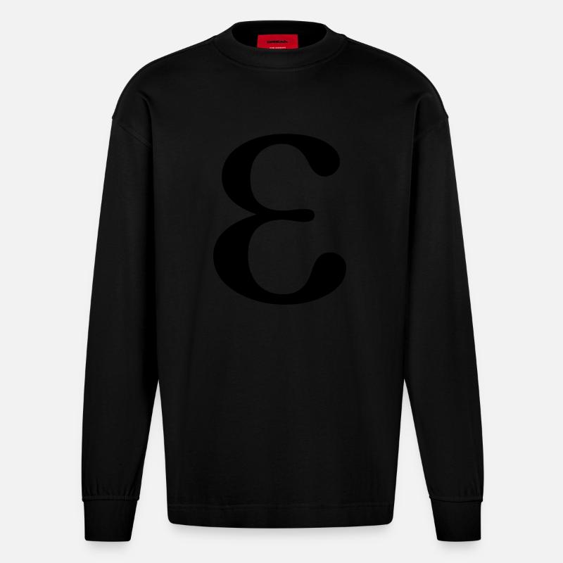 Epsilon griechischer Buchstabe - Heavyweight Oversized Organic Langarmshirt Made in EU - SOLID BLACK