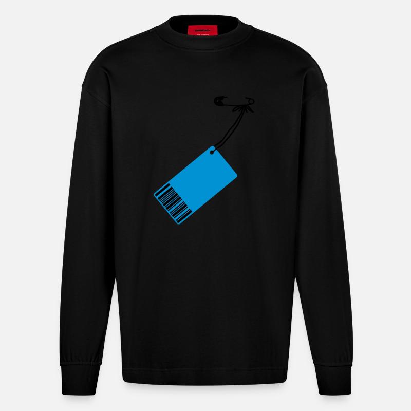Preis-Schild - Heavyweight Oversized Organic Langarmshirt Made in EU - SOLID BLACK