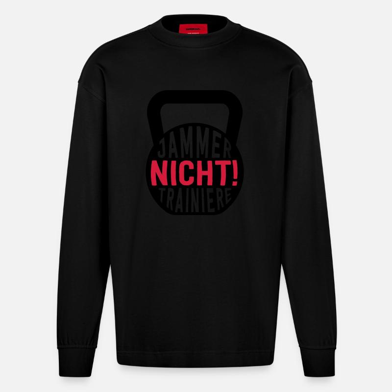 JAMMER NICHT! TRAINIERE - Heavyweight Oversized Organic Langarmshirt Made in EU - SOLID BLACK