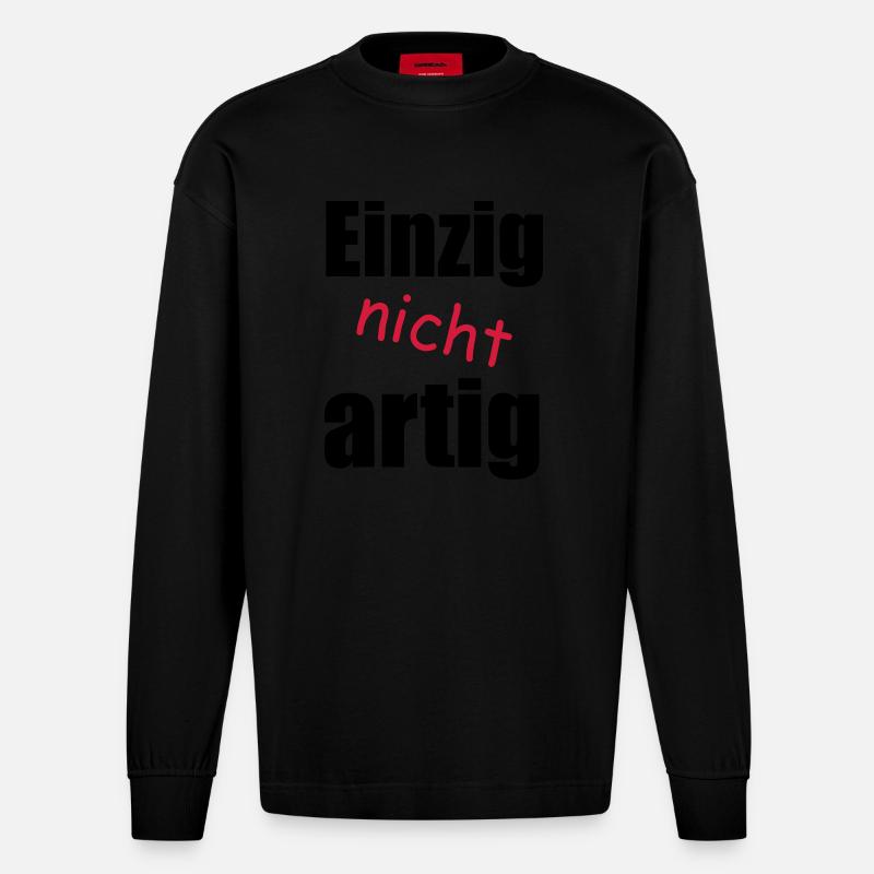 einzig_nicht_artig - Heavyweight Oversized Organic Langarmshirt Made in EU - SOLID BLACK