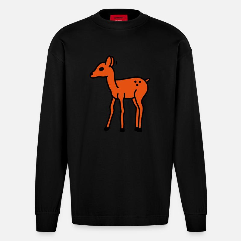 Reh scheu - V2 - Heavyweight Oversized Organic Langarmshirt Made in EU - SOLID BLACK