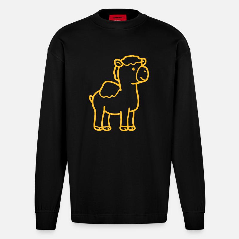 Kamel Comic - Heavyweight Oversized Organic Langarmshirt Made in EU - SOLID BLACK