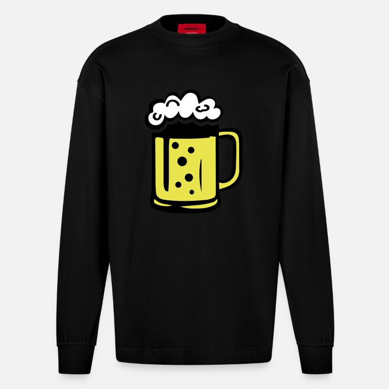 Bier Comic - Heavyweight Oversized Organic Langarmshirt Made in EU - SOLID BLACK