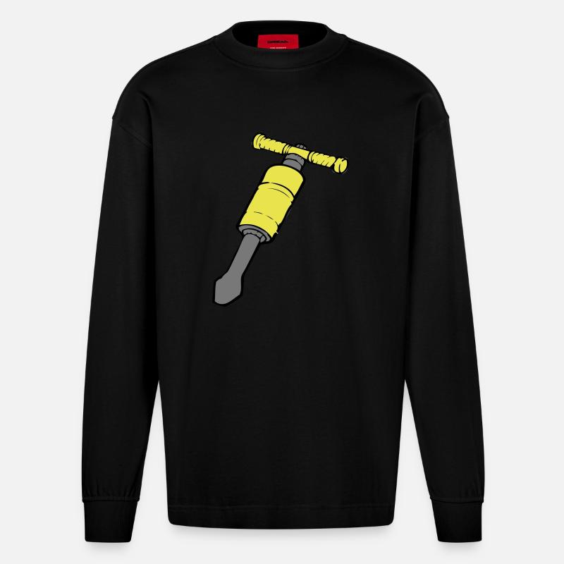 Presslufthammer - Heavyweight Oversized Organic Langarmshirt Made in EU - SOLID BLACK