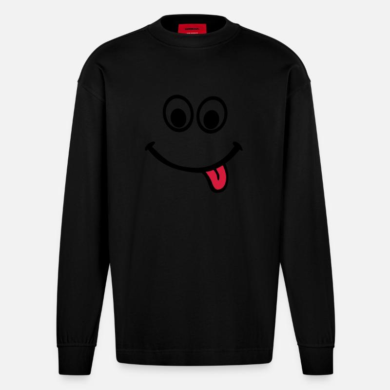 Gesicht - Heavyweight Oversized Organic Langarmshirt Made in EU - SOLID BLACK