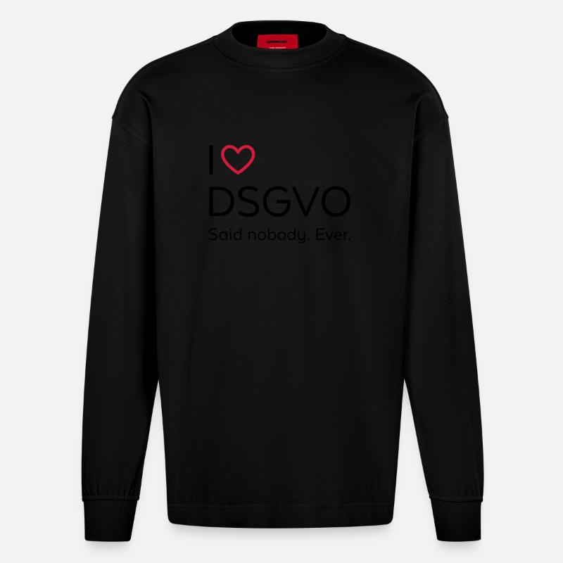 J'aime DSGVO (noir) - Manches longues bio épais oversize fabriqué en UE - SOLID BLACK