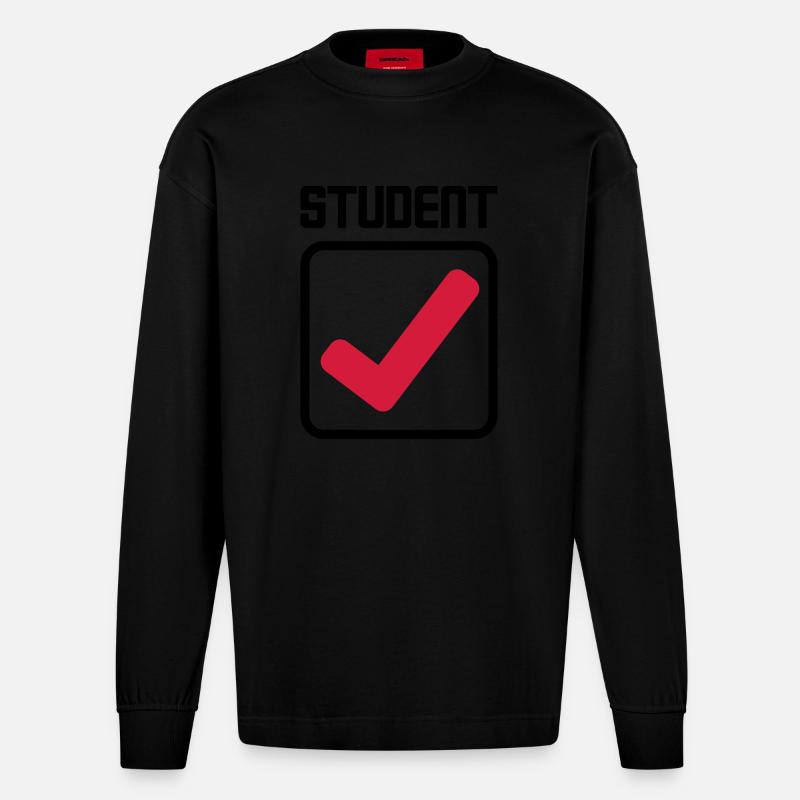 student - Heavyweight Oversized Organic Langarmshirt Made in EU - SOLID BLACK