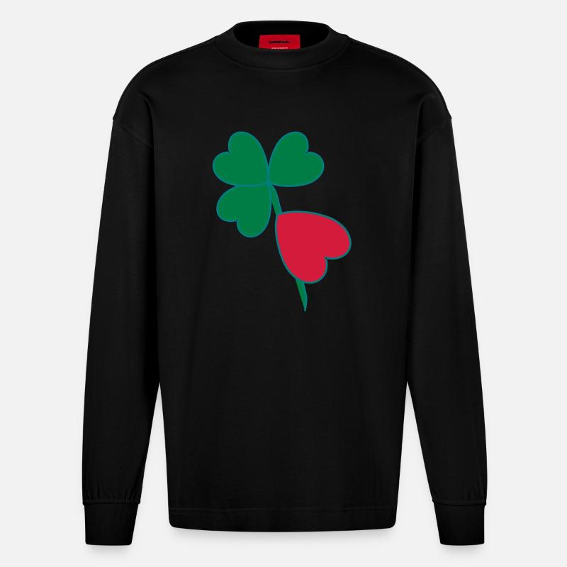 cloverleaf - Heavyweight Oversized Organic Langarmshirt Made in EU - SOLID BLACK