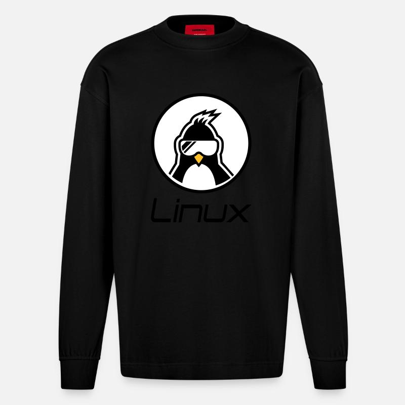 linux - Maglia a maniche lunghe ecologica oversize Heavyweight Made in UE - SOLID BLACK
