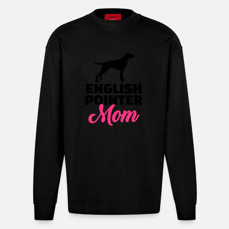 English Pointer - Heavyweight Oversized Organic Langarmshirt Made in EU - SOLID BLACK