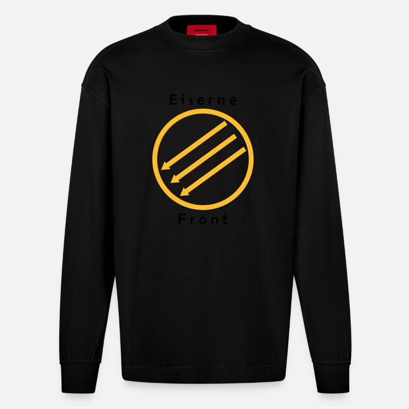Eiserne Front - Drei Pfeile - Heavyweight Oversized Organic Longsleeve Shirt Made in EU - SOLID BLACK