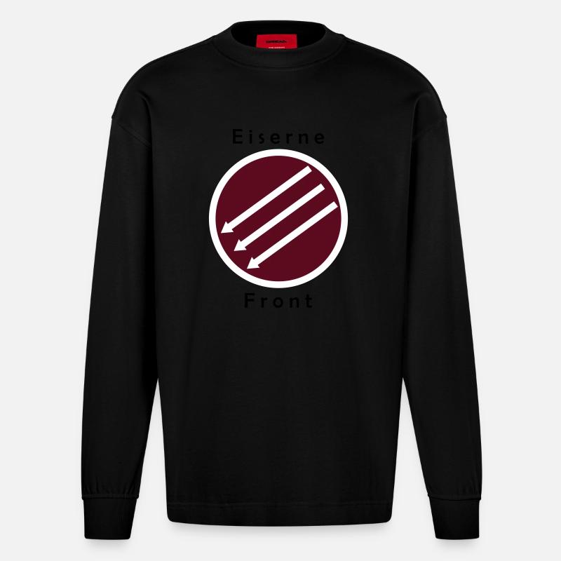 Eiserne Fron - Drei Pfeile - Heavyweight Oversized Organic Langarmshirt Made in EU - SOLID BLACK
