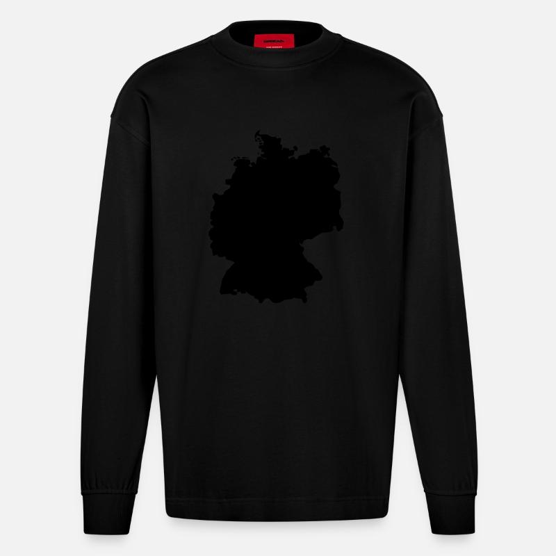 Deutschland - Heavyweight Oversized Organic Langarmshirt Made in EU - SOLID BLACK